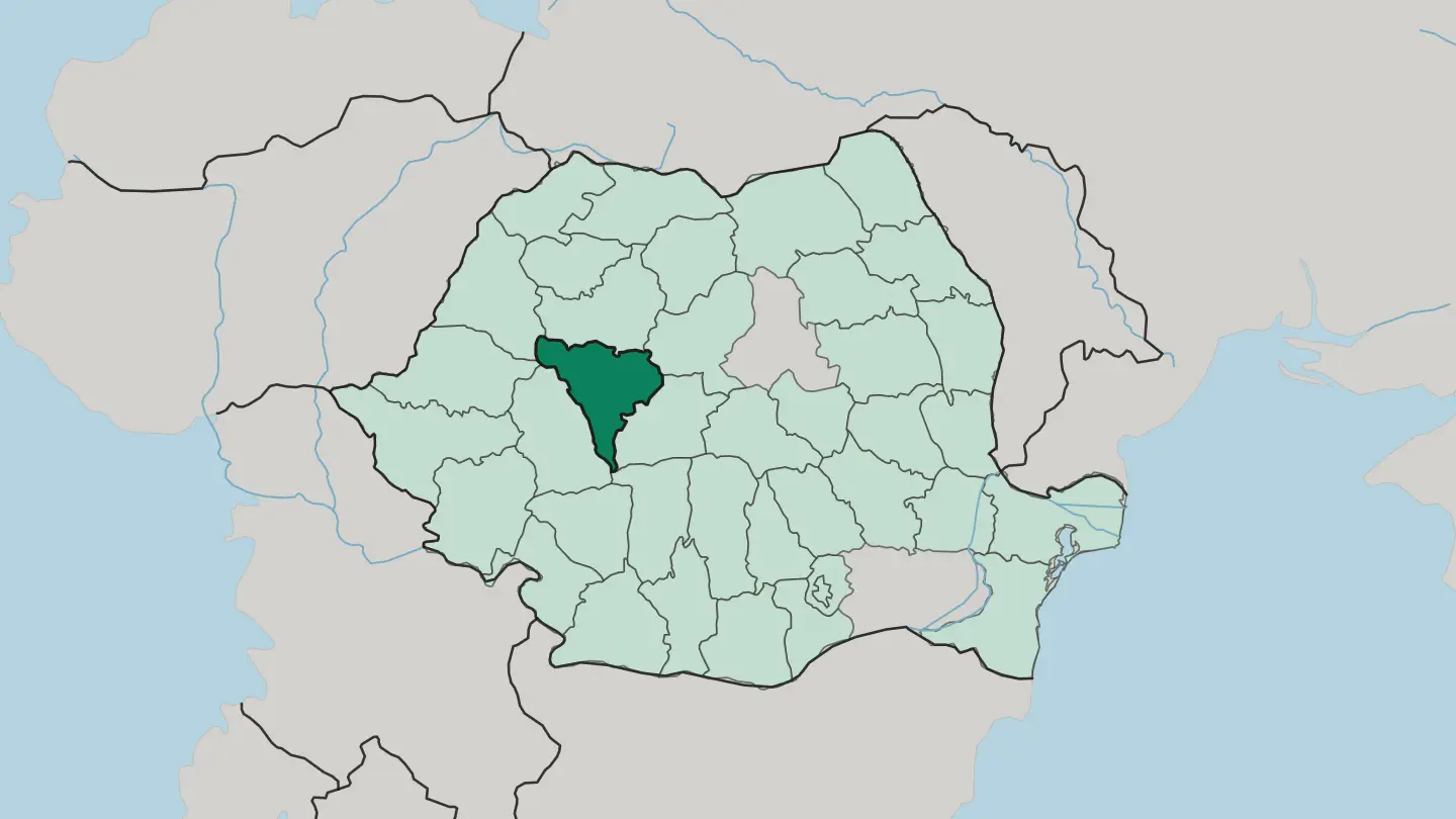 Map of Alba in Romania