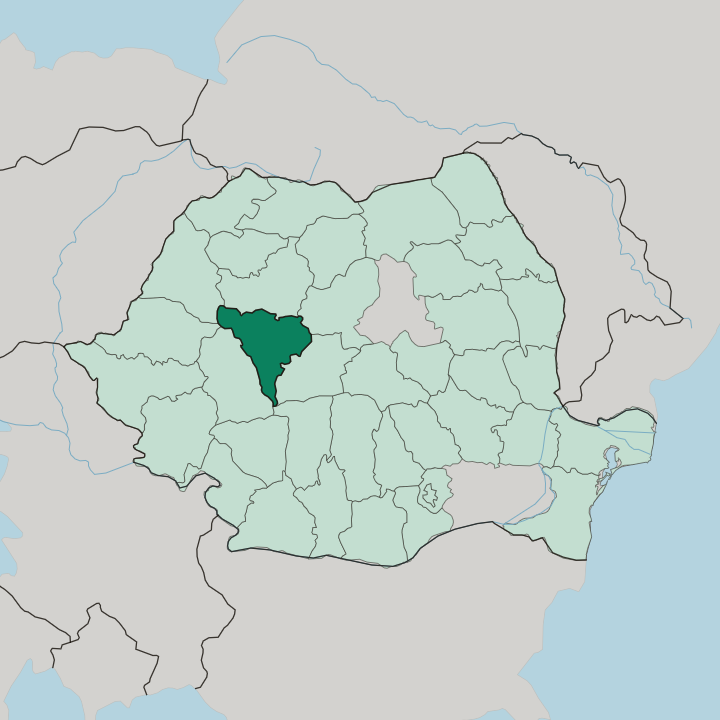 Map showing Alba — In Romania