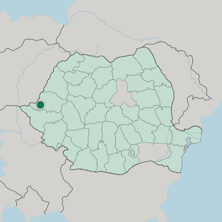 Map showing Arad — In Romania