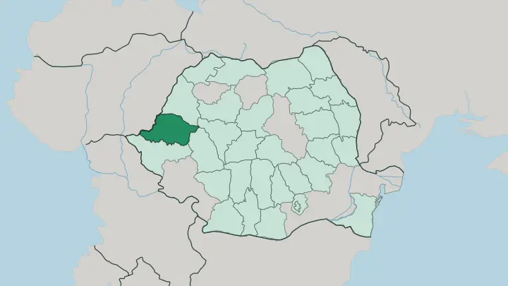 Map of Arad in Romania