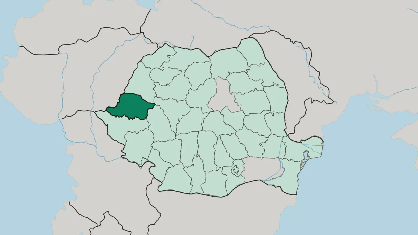 Map of Arad in Romania