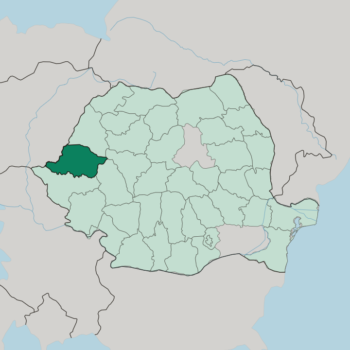 Map showing Arad — In Romania