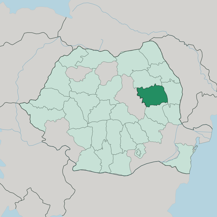 Map showing Bacău — In Romania