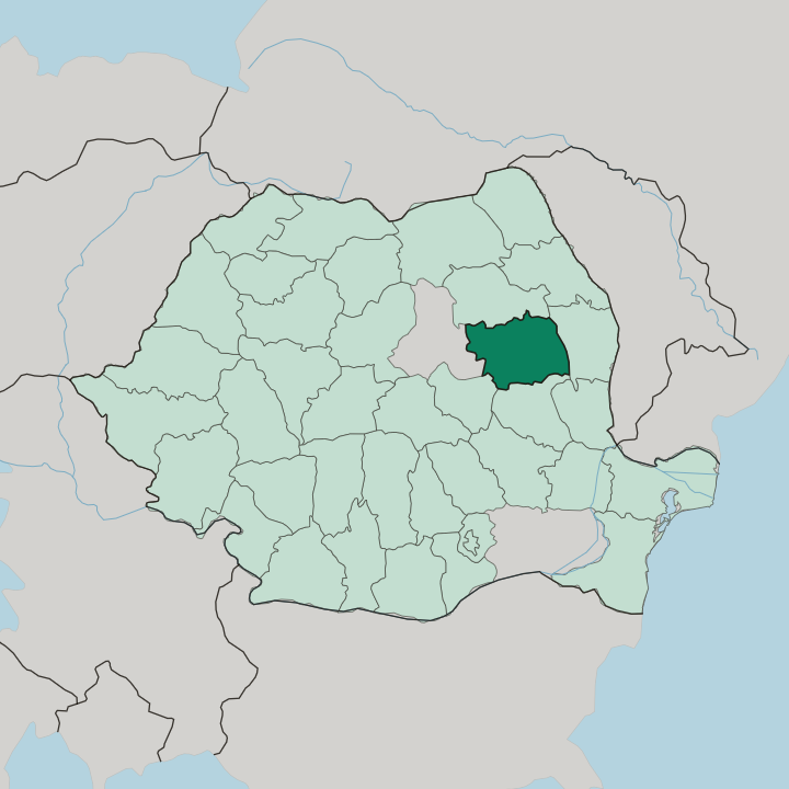Map showing Bacău — In Romania