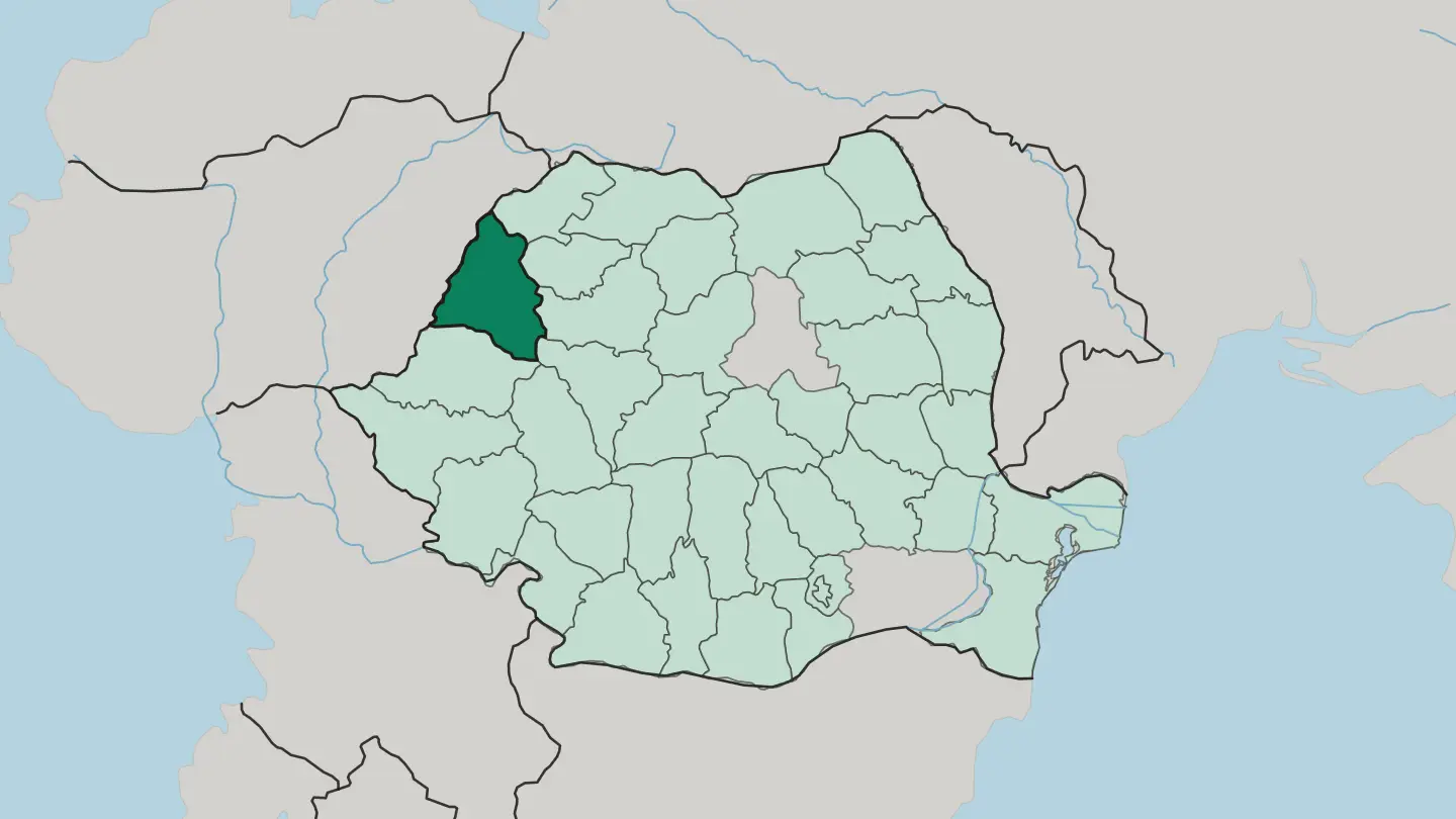 Map of Bihor in Romania
