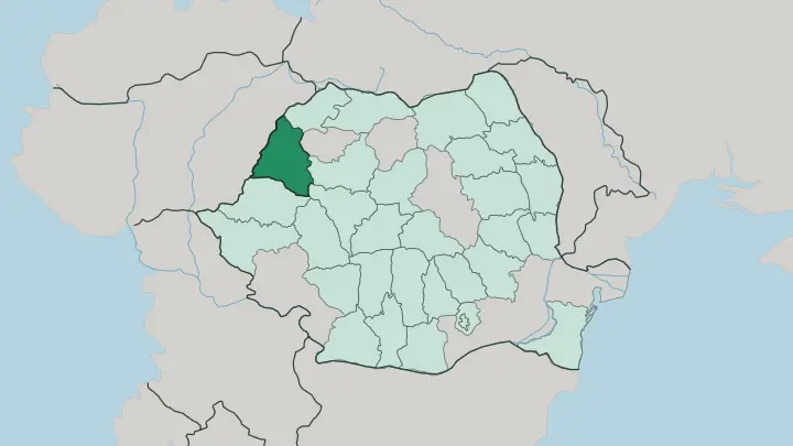 Map of Bihor in Romania