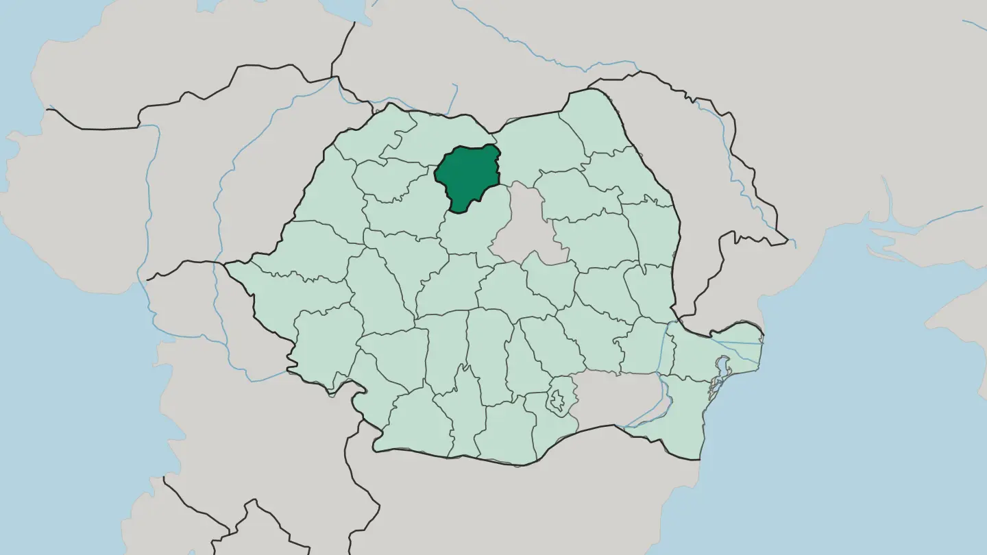 Map of Bistriţa-Năsăud in Romania