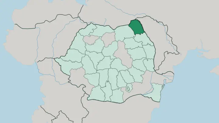 Map of Botoşani in Romania