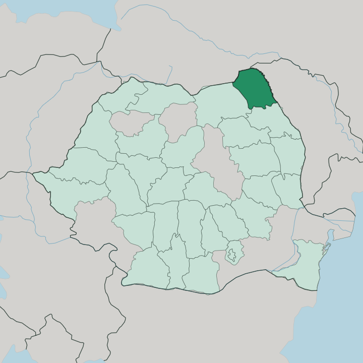 Map showing Botoşani — In Romania