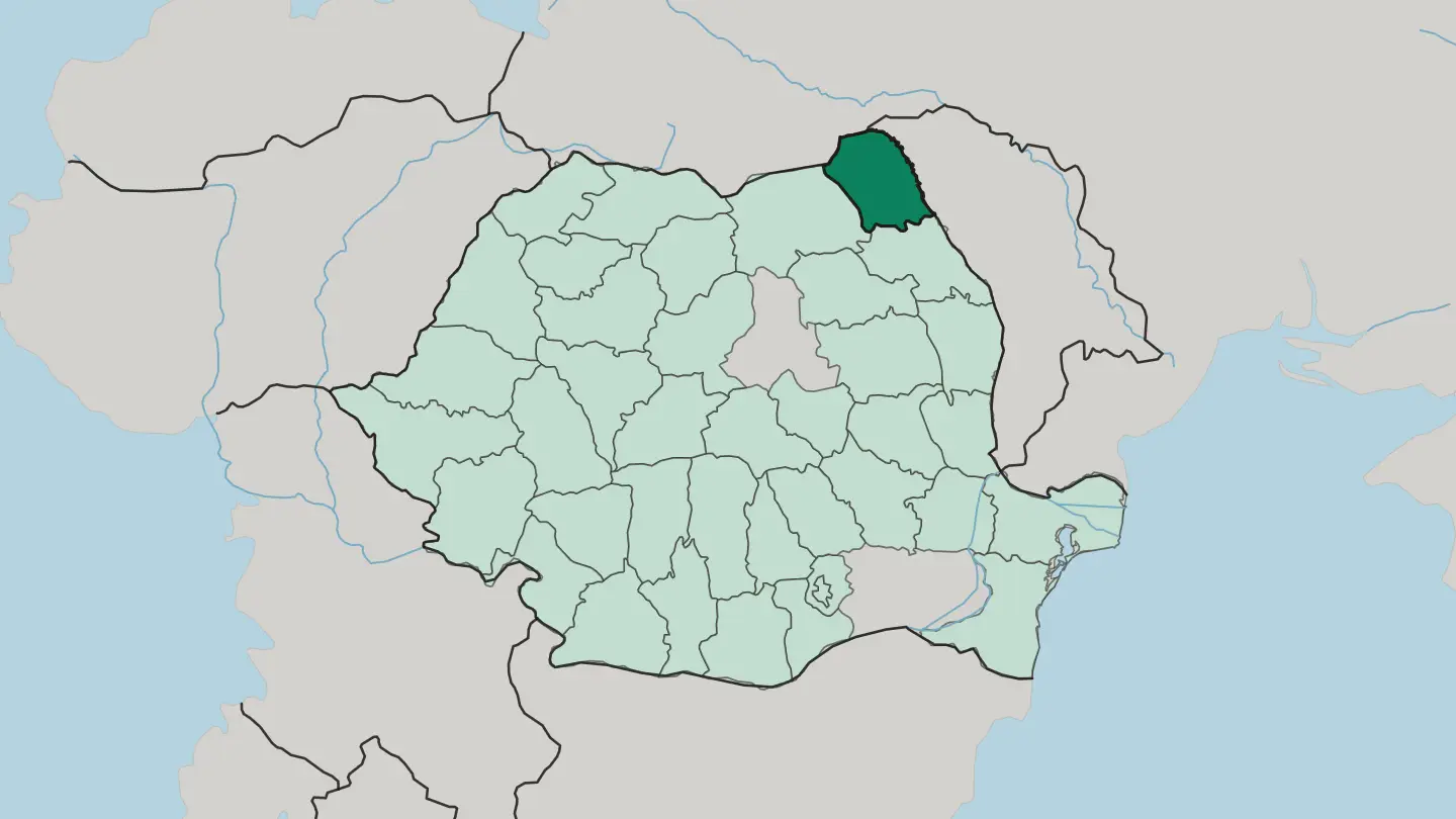 Map of Botoşani in Romania