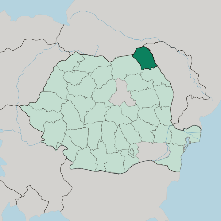 Map showing Botoşani — In Romania