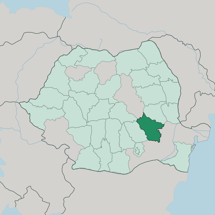 Map showing Buzău — In Romania