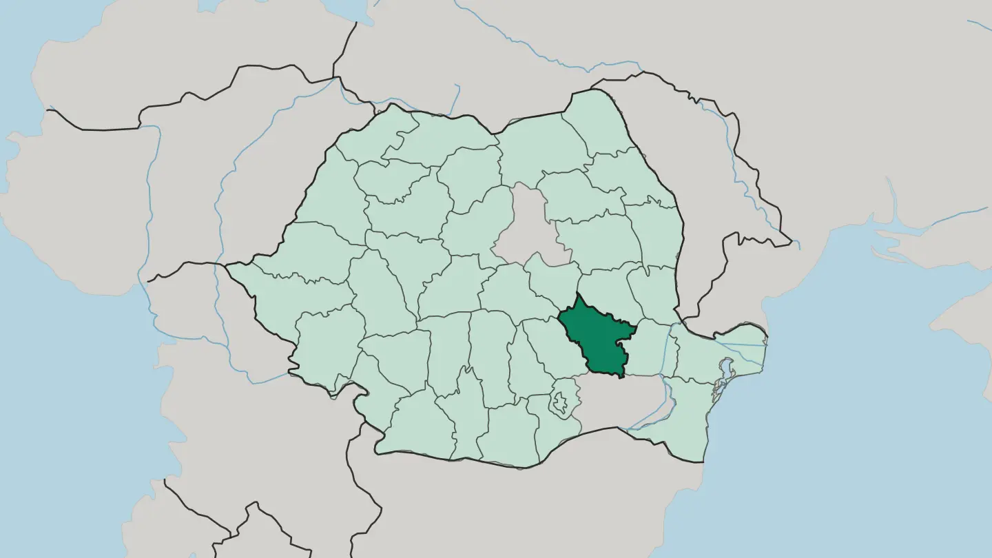 Map of Buzău in Romania