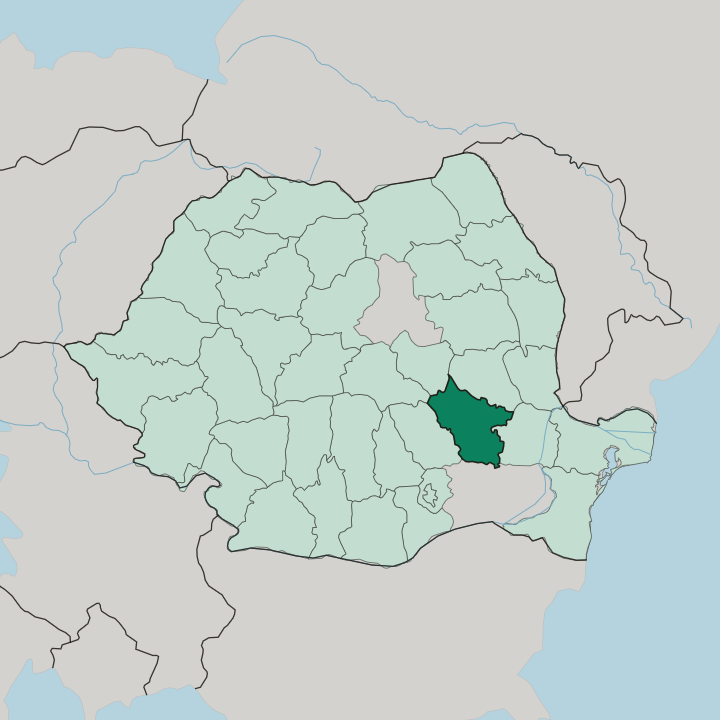 Map showing Buzău — In Romania
