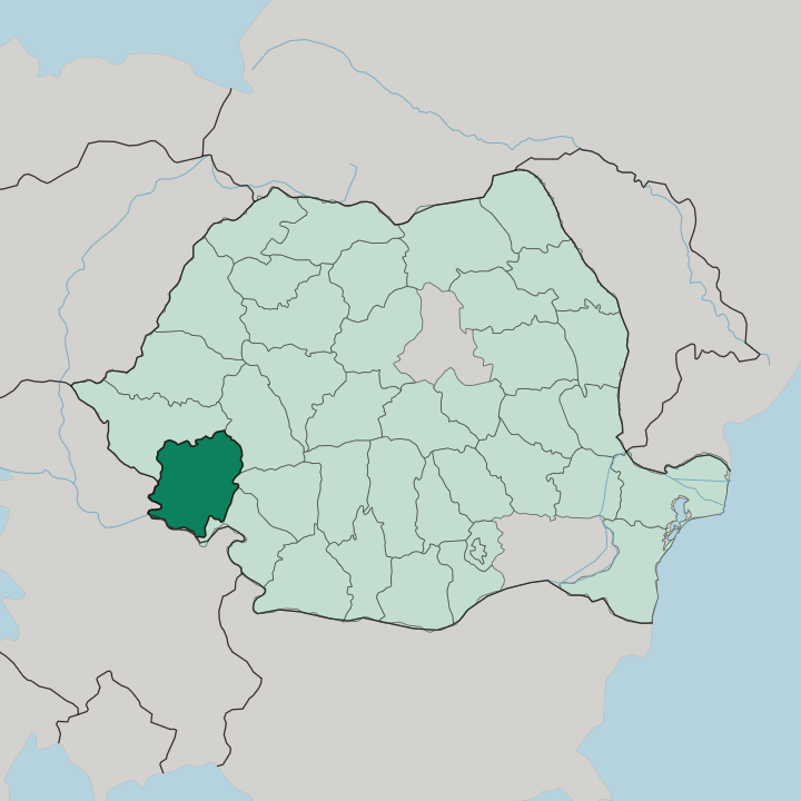 Map showing Caraş-Severin — In Romania