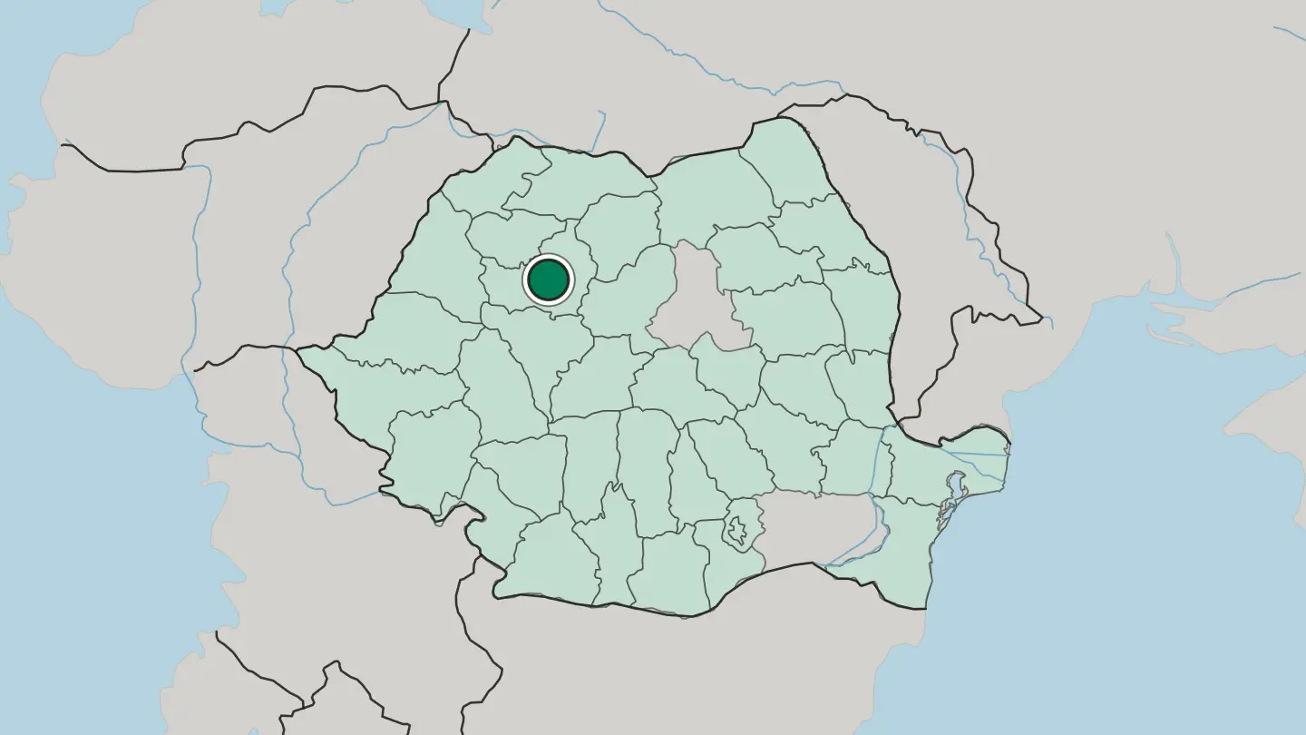 Map of Cluj-Napoca in Romania