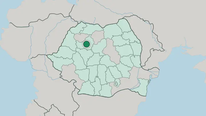Map of Cluj-Napoca in Romania