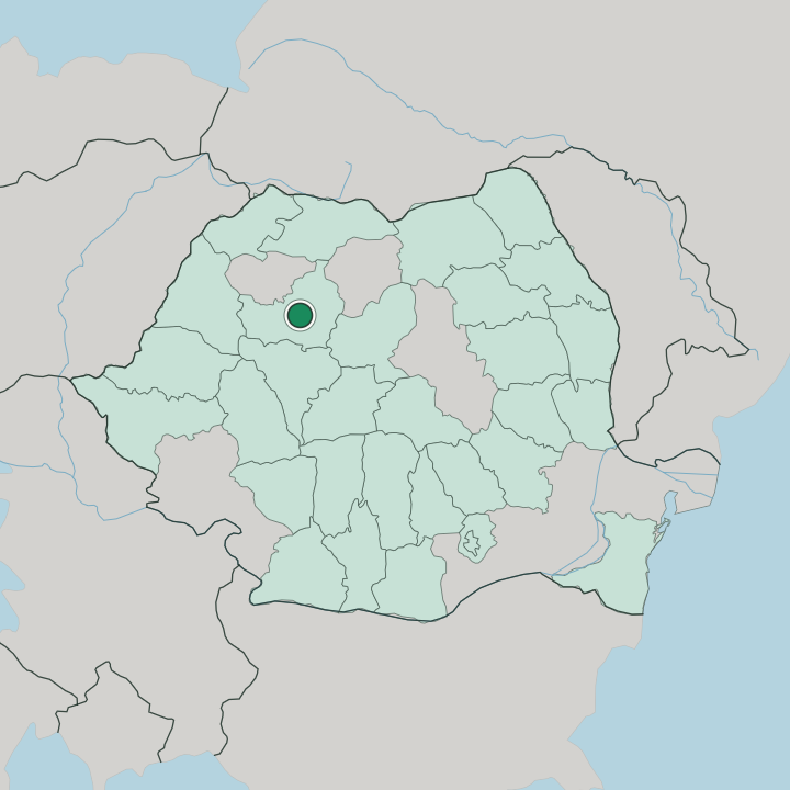 Map showing Cluj-Napoca — In Romania