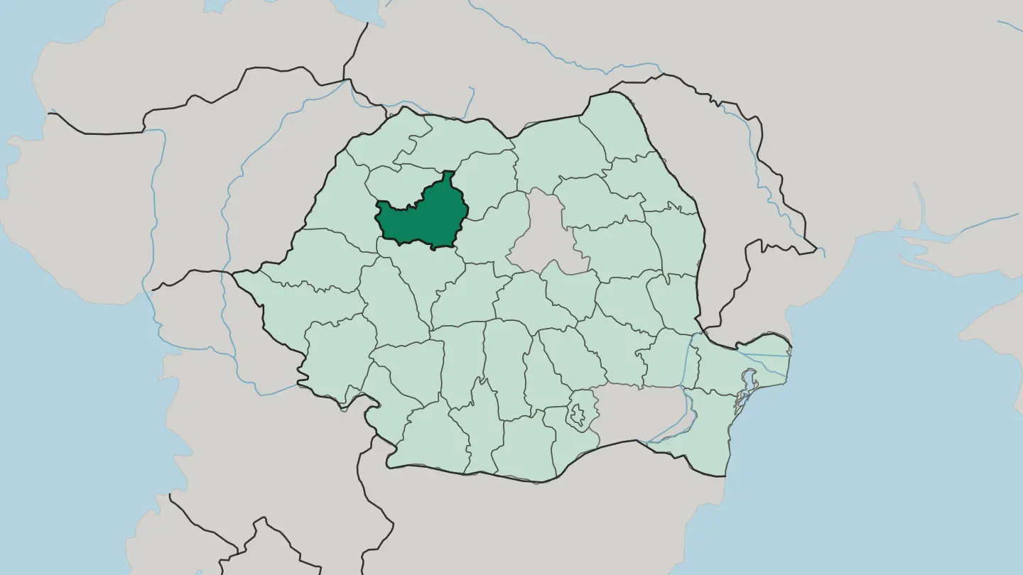 Map of Cluj in Romania