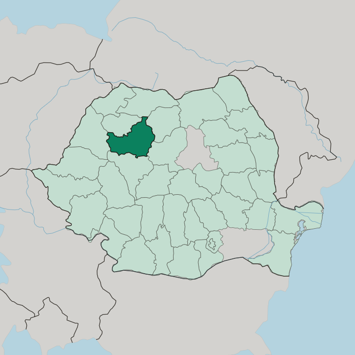 Map showing Cluj — In Romania