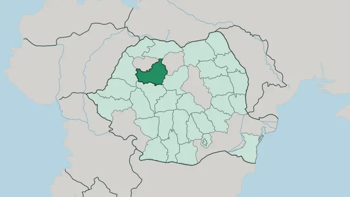 Map of Cluj in Romania
