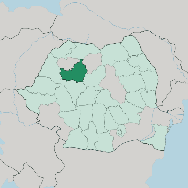 Map showing Cluj — In Romania
