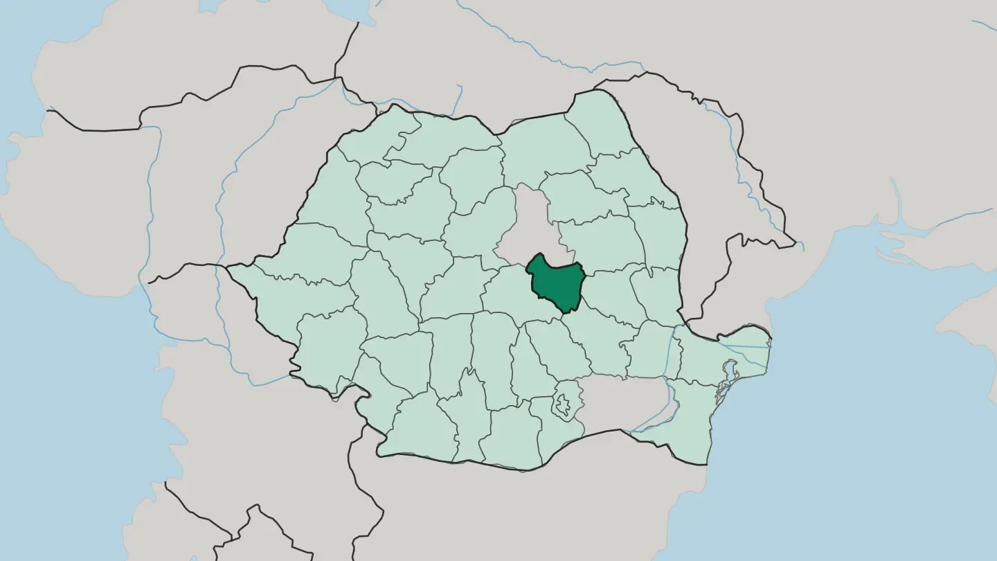 Map of Covasna in Romania