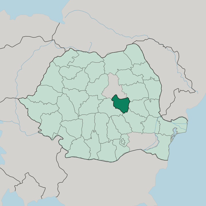 Map showing Covasna — In Romania