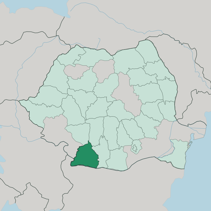 Map showing Dolj — In Romania