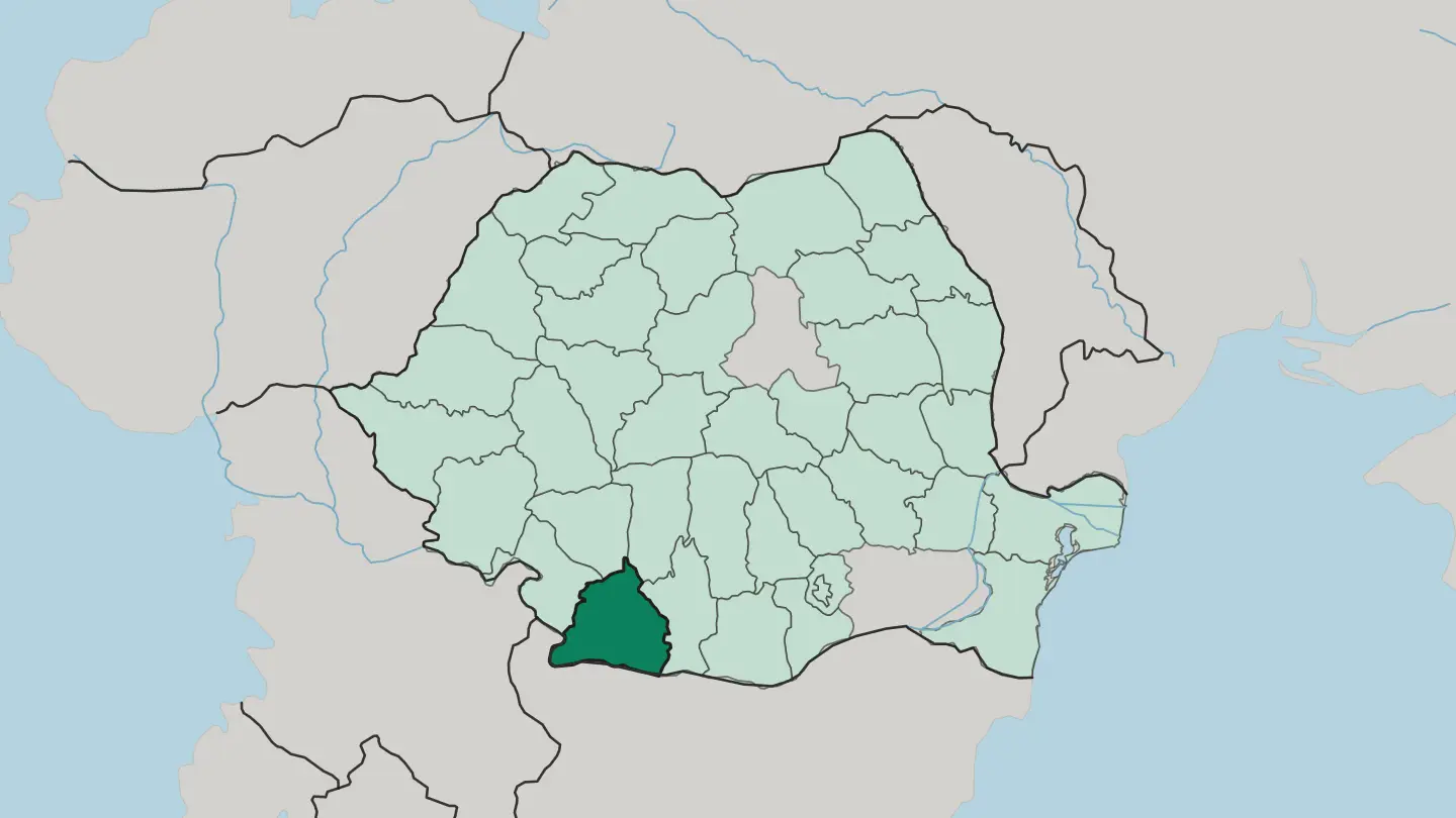 Map of Dolj in Romania