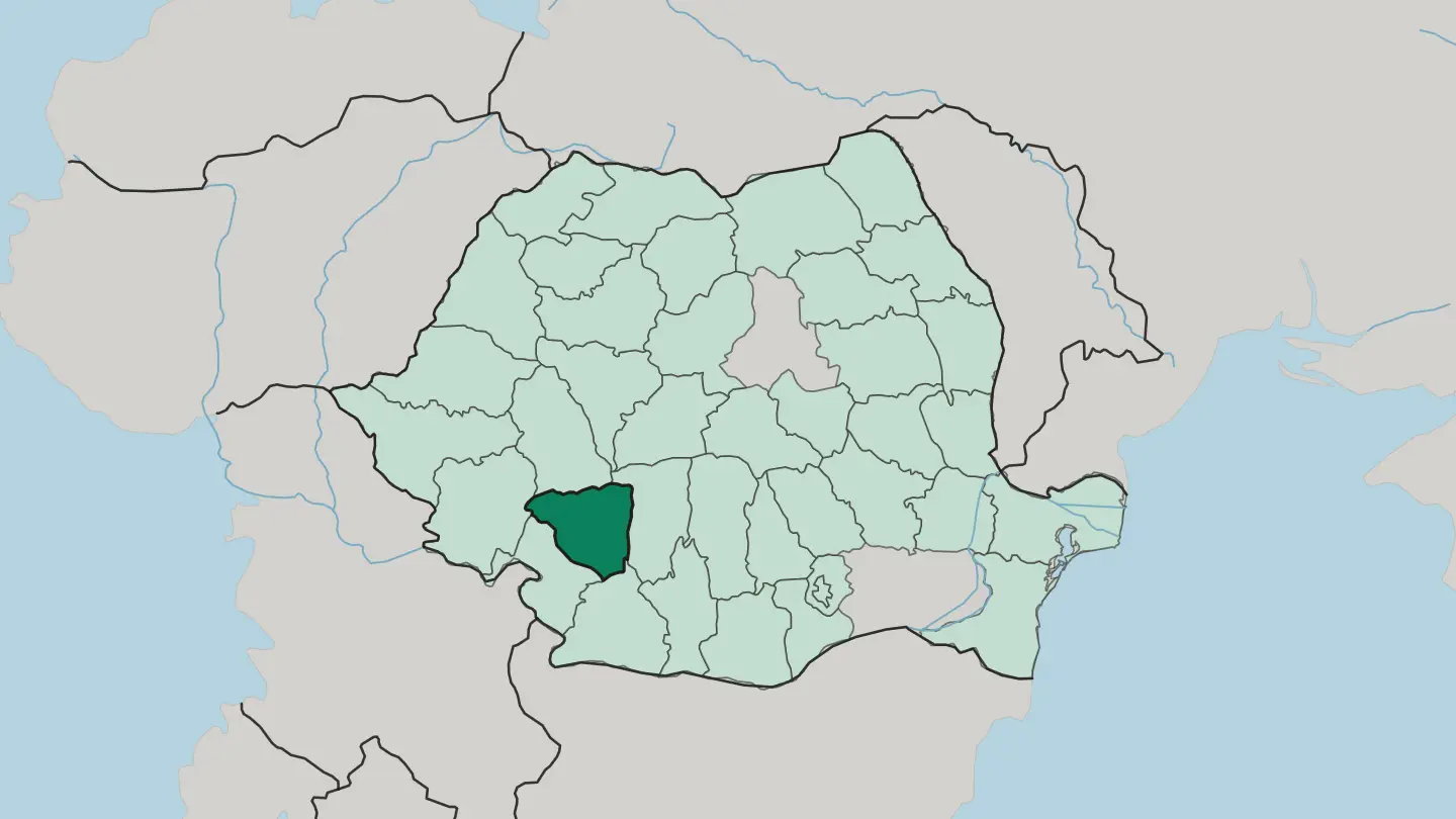Map of Gorj in Romania