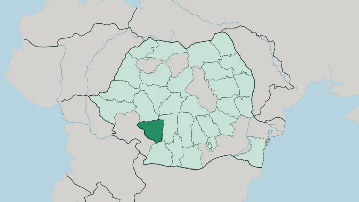 Map of Gorj in Romania