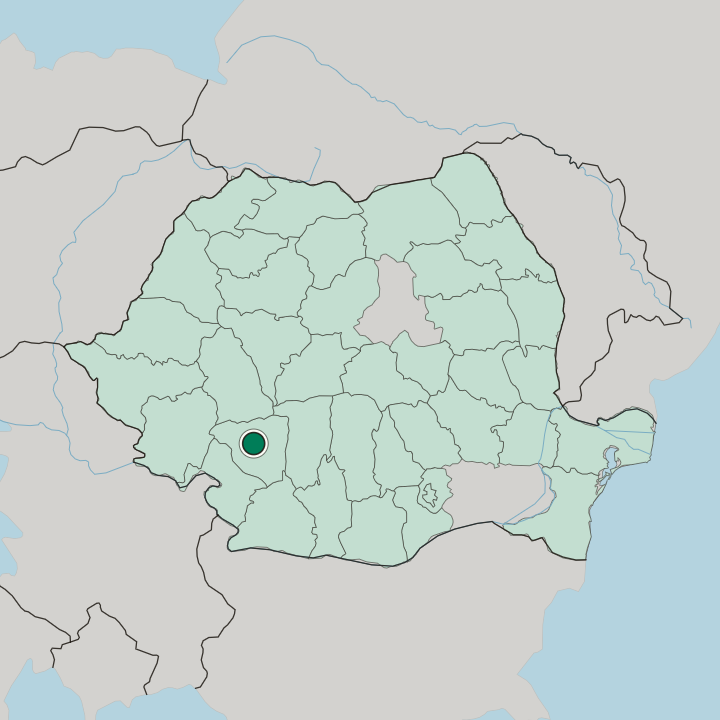 Map showing Târgu Jiu — In Romania