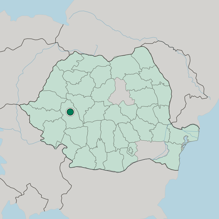 Map showing Deva — In Romania