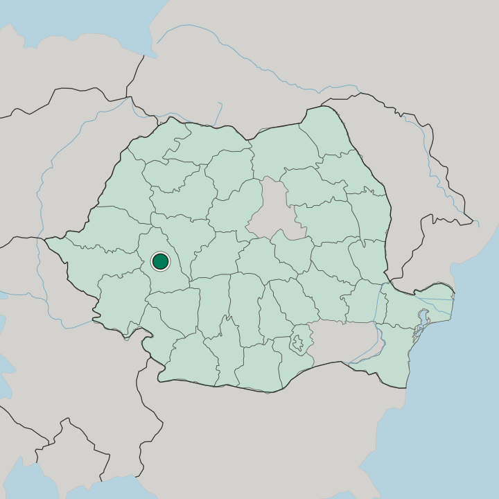 Map showing Hunedoara — In Romania