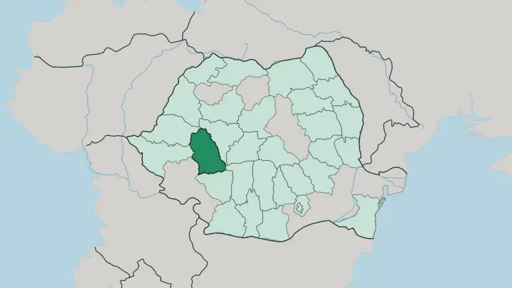 Map of Hunedoara in Romania