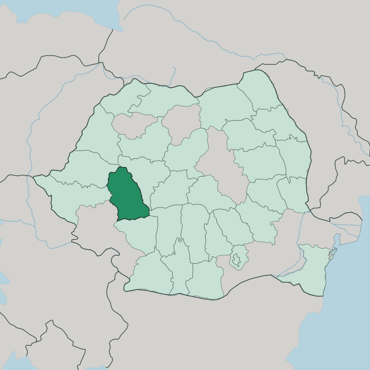 Map showing Hunedoara — In Romania