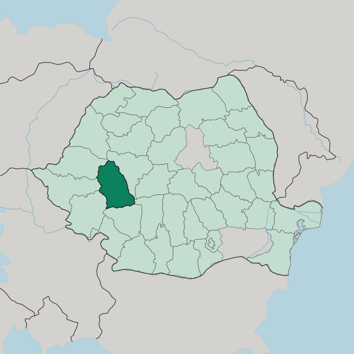 Map showing Hunedoara — In Romania
