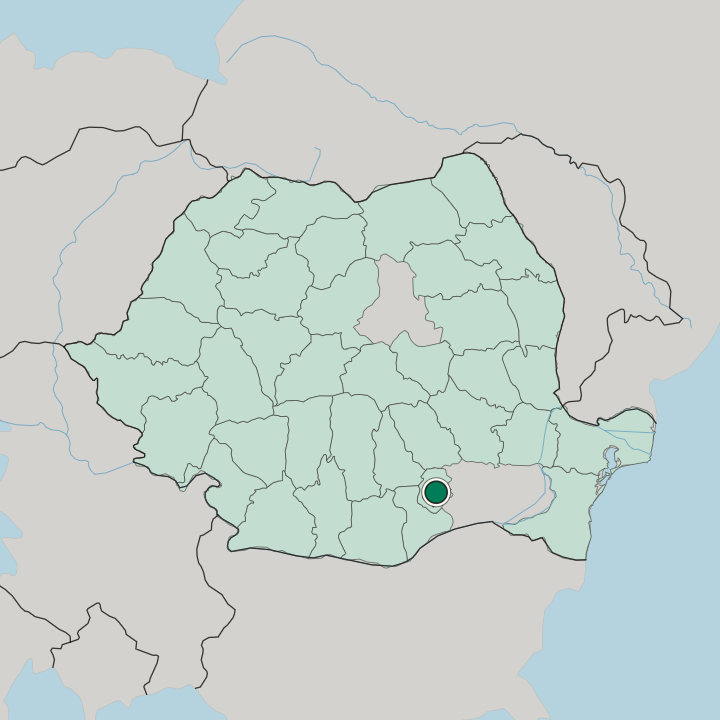 Map showing Voluntari — In Romania