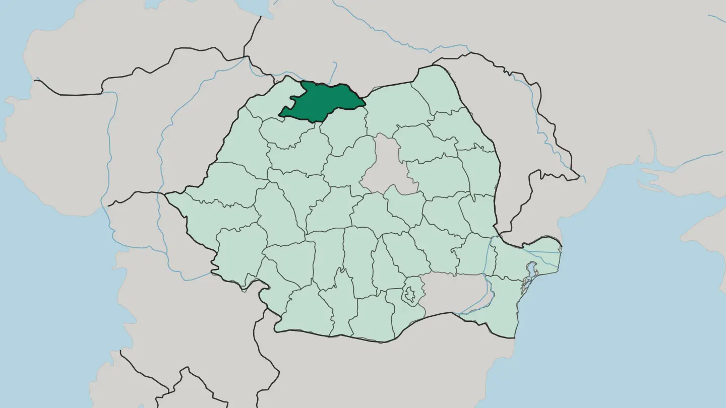Map of Maramureş in Romania