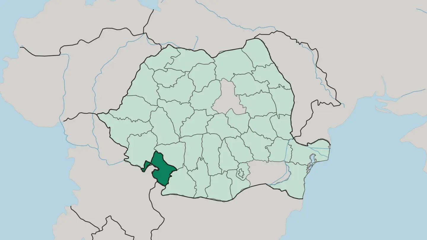 Map of Mehedinţi in Romania