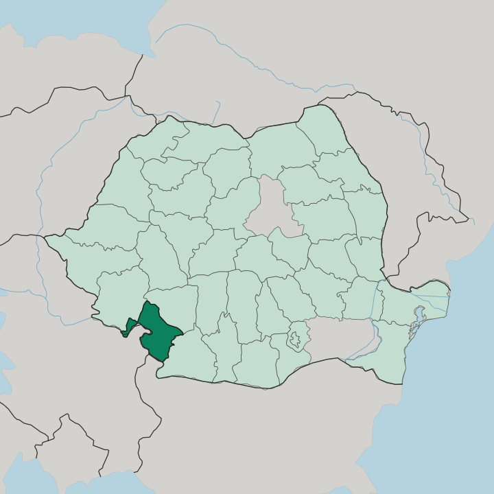 Map showing Mehedinţi — In Romania