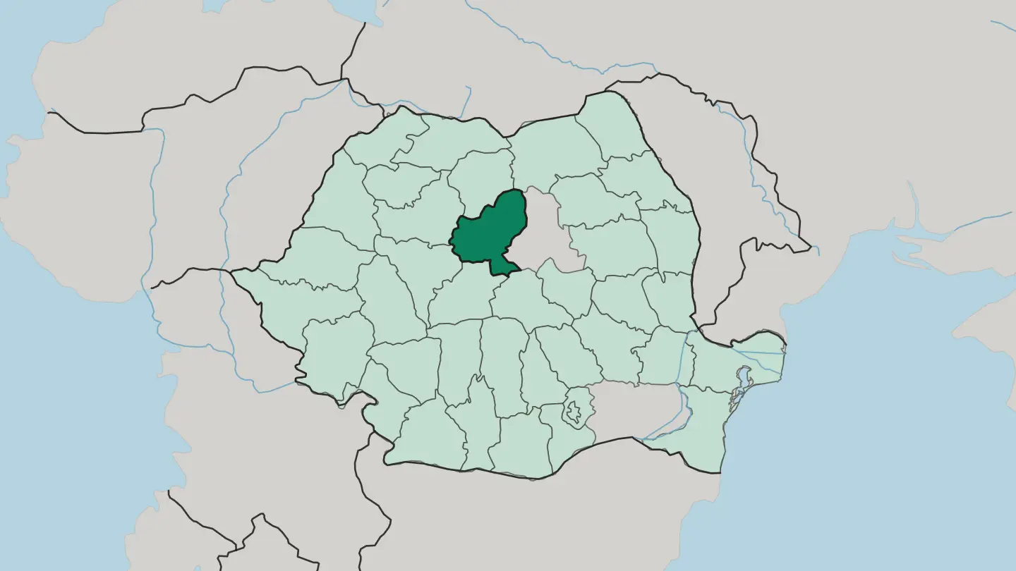 Map of Mureş in Romania