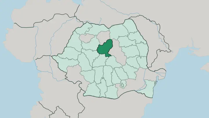 Map of Mureş in Romania
