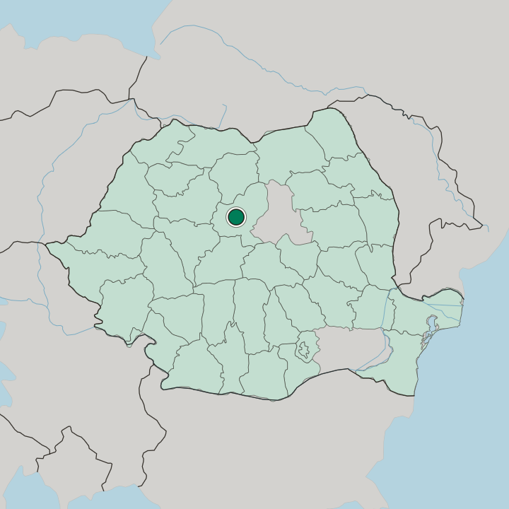 Map showing Târgu Mureş — In Romania