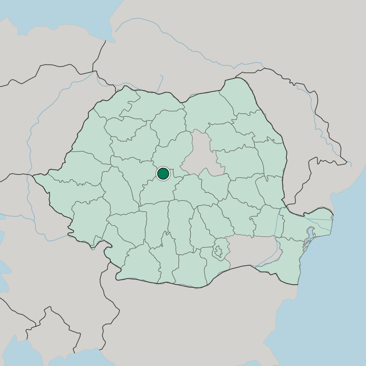 Map showing Mediaş — In Romania