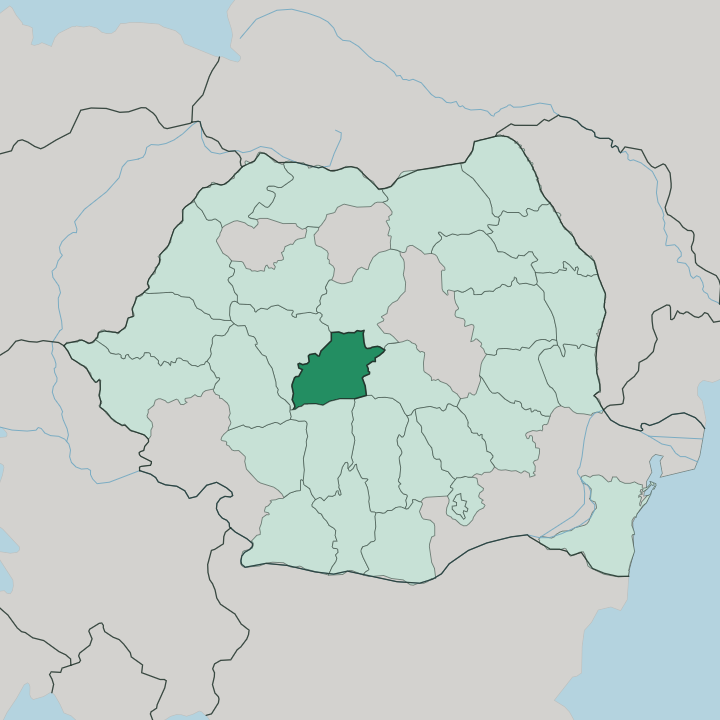 Map showing Sibiu — In Romania