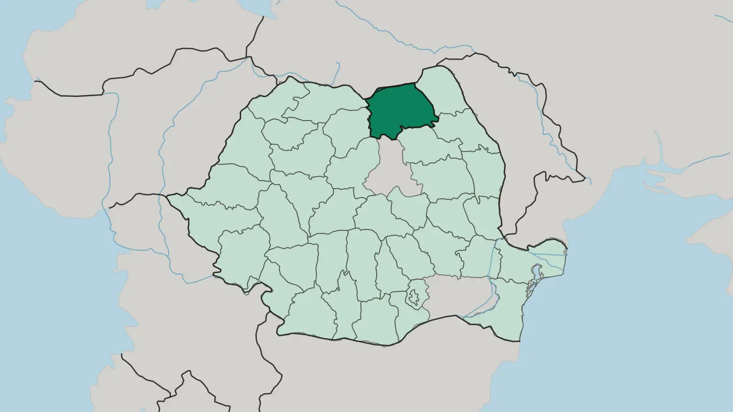 Map of Suceava in Romania