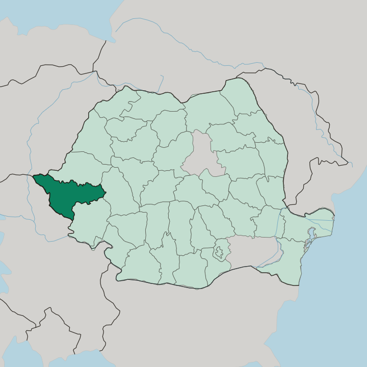 Map showing Timiş — In Romania
