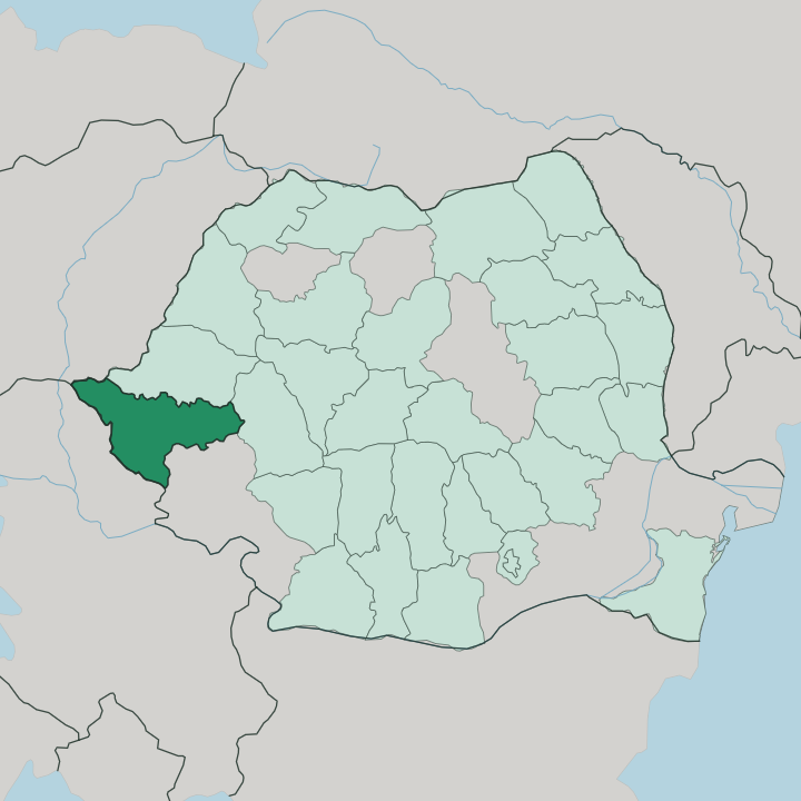 Map showing Timiş — In Romania